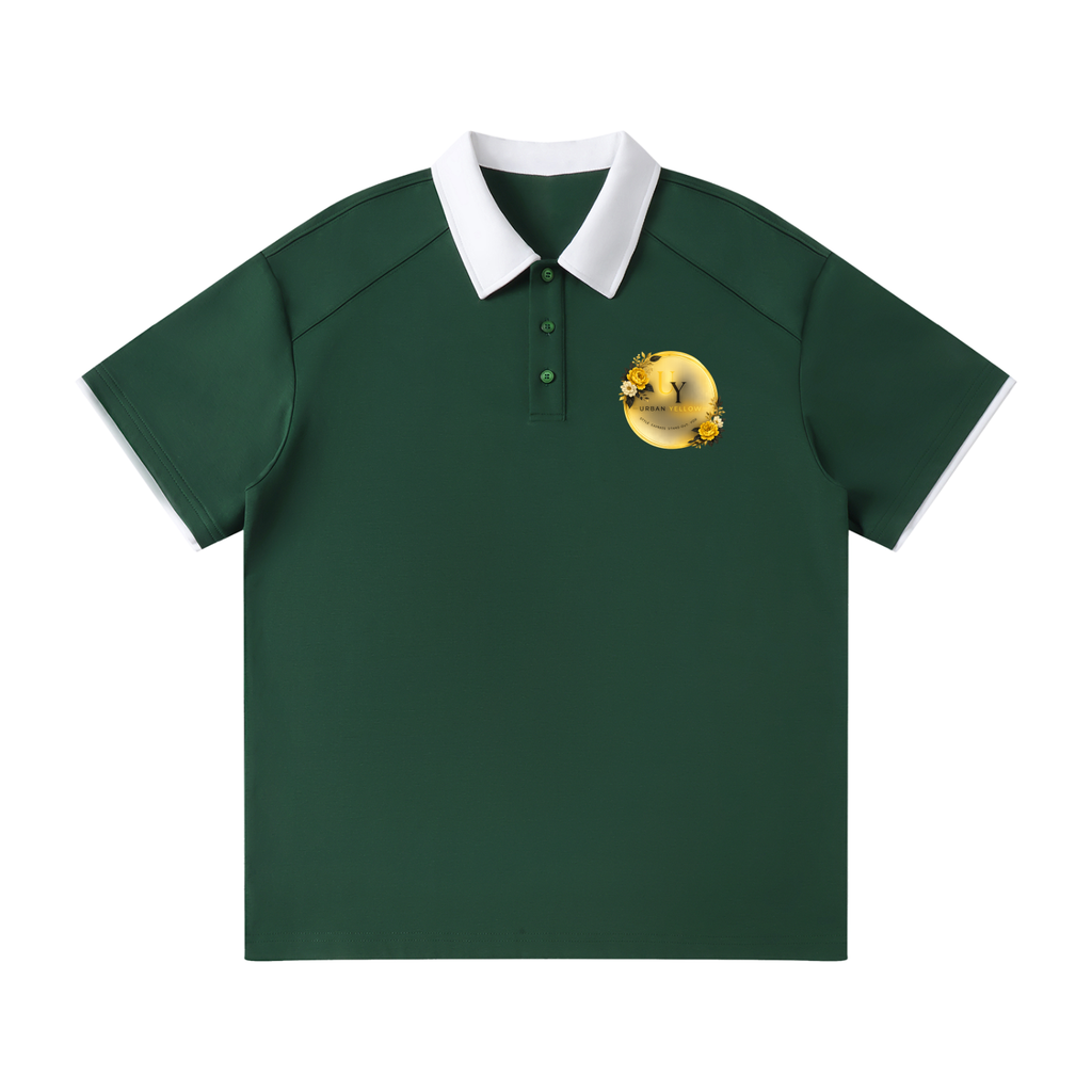 Urban Yellow Contrast Collar Raglan Polo Shirt