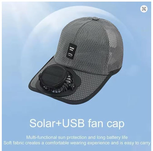Summer Men Women Mesh Baseball Hat Sun Block Baseball Hat With Solar Fan USB Charging Fan