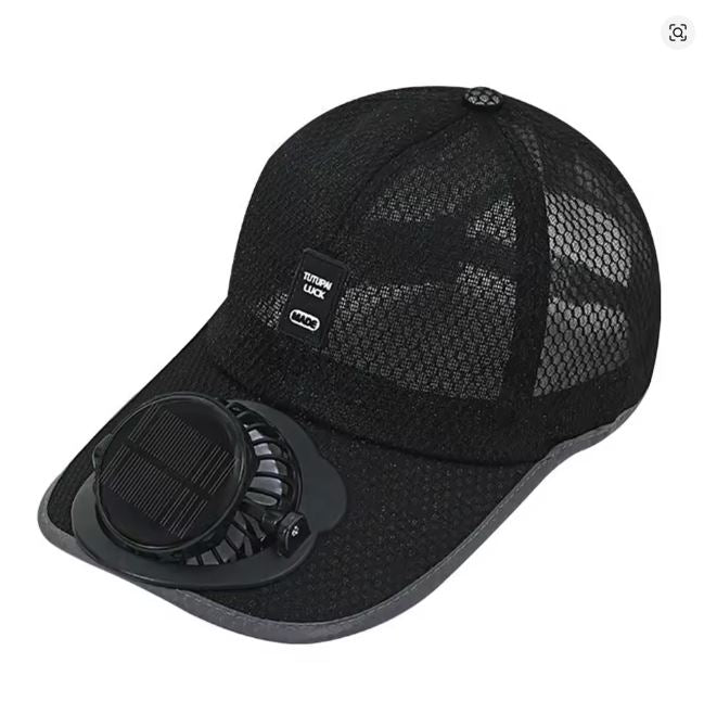 Summer Men Women Mesh Baseball Hat Sun Block Baseball Hat With Solar Fan USB Charging Fan