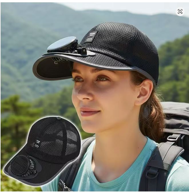 Summer Men Women Mesh Baseball Hat Sun Block Baseball Hat With Solar Fan USB Charging Fan